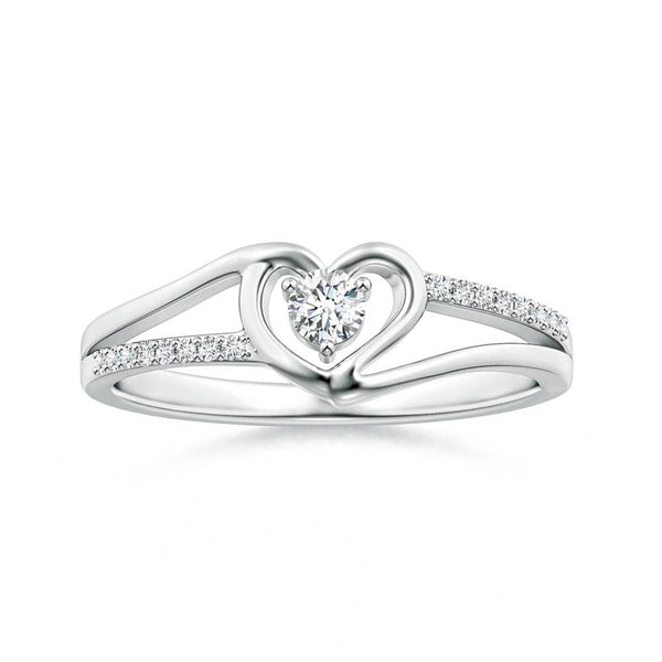 Lab Grown Diamond Heart Design Solitaire Promise Ring