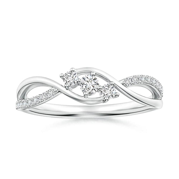 Infinity Twisted Band Three Stone Lab Grown Diamond Promise Ring