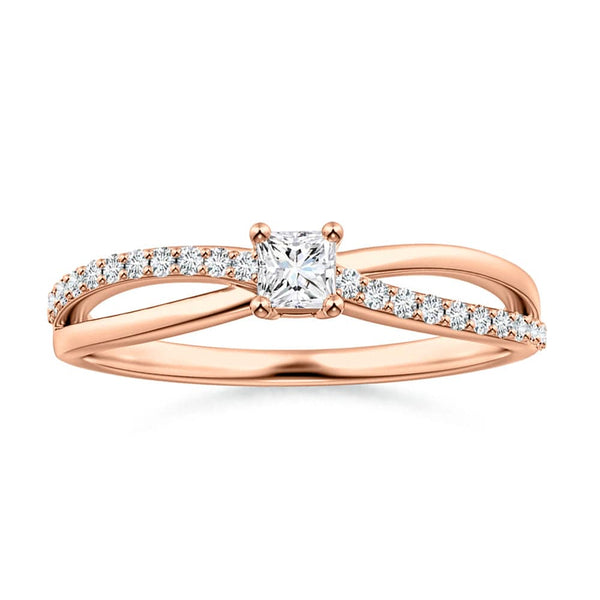 Princess Cut Lab Grown Diamond Split Shank Promise Ring