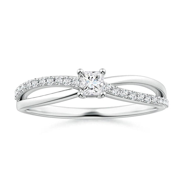 Princess Cut Lab Grown Diamond Split Shank Promise Ring