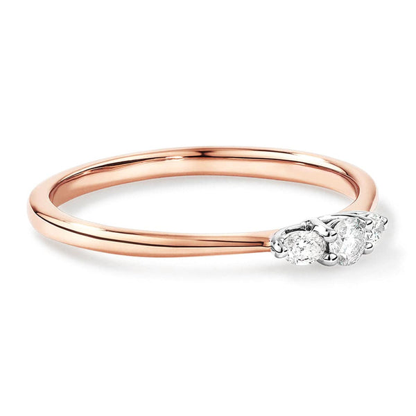 Three Stone Round Brilliant and Oval Cut Lab Grown Diamond Promise Ring