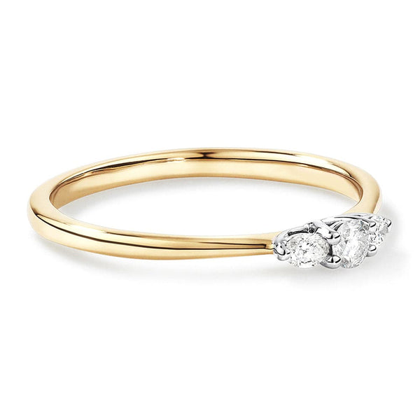 Three Stone Round Brilliant and Oval Cut Lab Grown Diamond Promise Ring