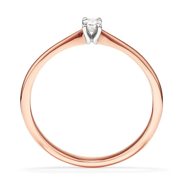 Two Tone Petite Emerald Cut Lab Grown Diamond Solitaire Promise Ring