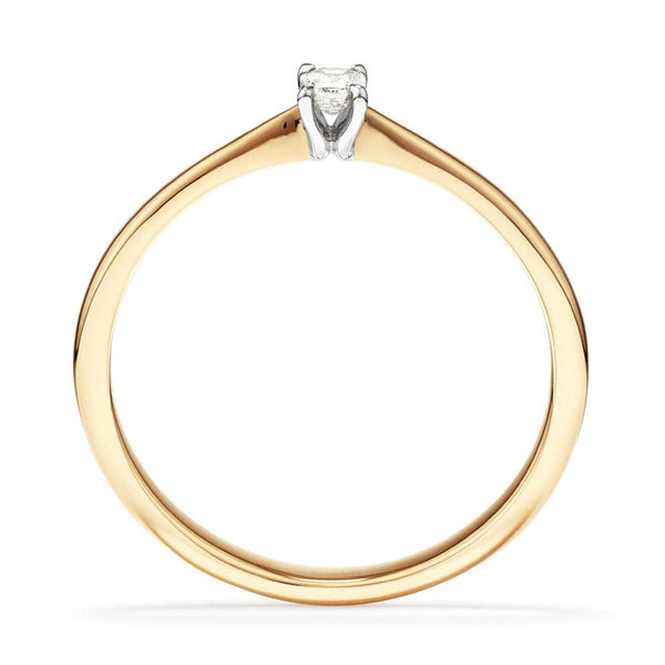 Two Tone Petite Emerald Cut Lab Grown Diamond Solitaire Promise Ring