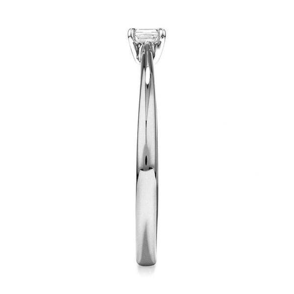 Two Tone Petite Emerald Cut Lab Grown Diamond Solitaire Promise Ring