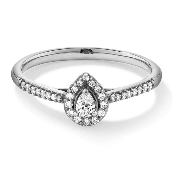 Halo Pear Shaped Lab Grown Diamond Promise Ring