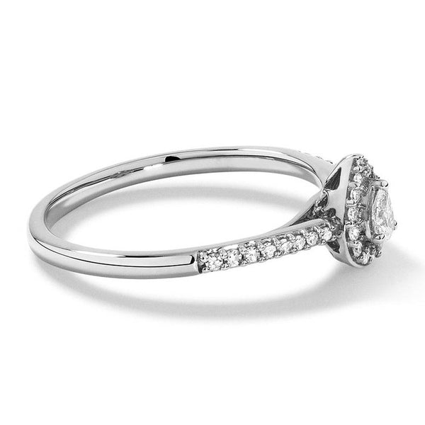 Halo Pear Shaped Lab Grown Diamond Promise Ring