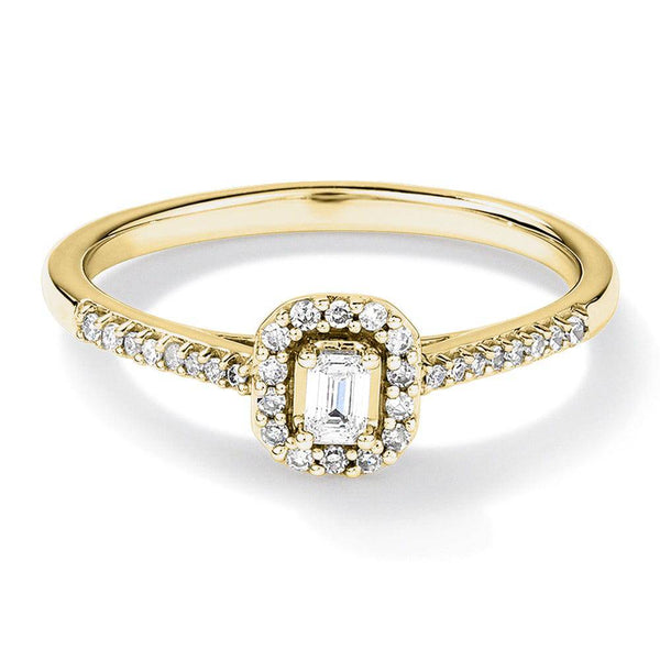 Halo Emerald Cut Lab Grown Diamond Promise Ring