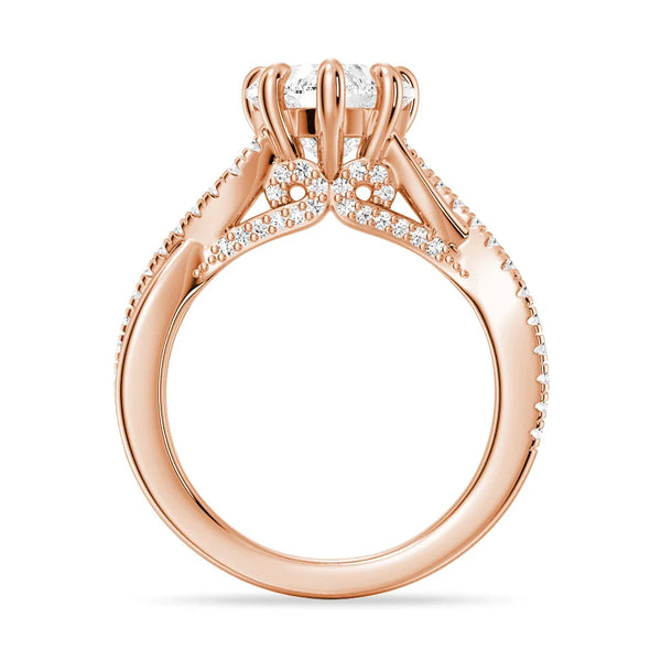 Heart Shaped Moissanite Twisted Band Engagement Ring with Hidden Accents