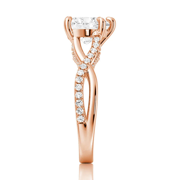Heart Shaped Moissanite Twisted Band Engagement Ring with Hidden Accents