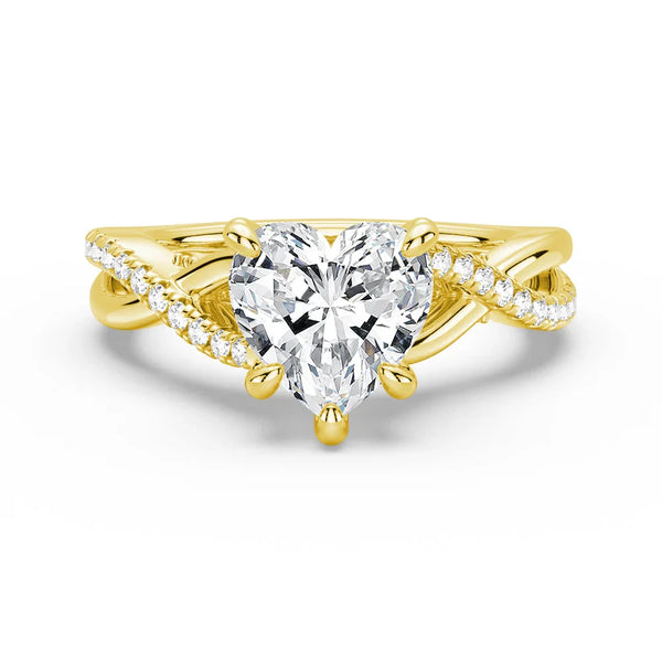 Heart Shaped Moissanite Twisted Band Engagement Ring with Hidden Accents