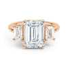 Hidden Halo Emerald Cut Three Stone Moissanite Engagement Ring