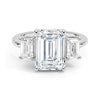Hidden Halo Emerald Cut Three Stone Moissanite Engagement Ring