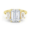 Hidden Halo Emerald Cut Three Stone Moissanite Engagement Ring