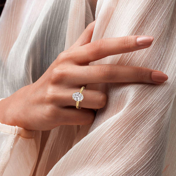 Classic Solitaire Oval Cut Moissanite Engagement Ring