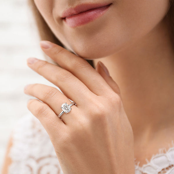 Classic Solitaire Oval Cut Moissanite Engagement Ring