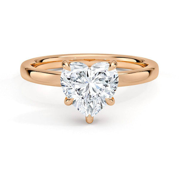 Classic Solitaire Heart Shaped Moissanite Engagement Ring