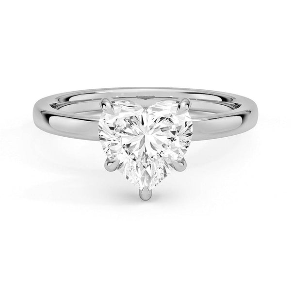 Classic Solitaire Heart Shaped Moissanite Engagement Ring