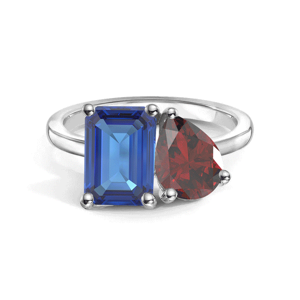Toi et Moi Personalized Sapphire Birthstone Anniversary Ring