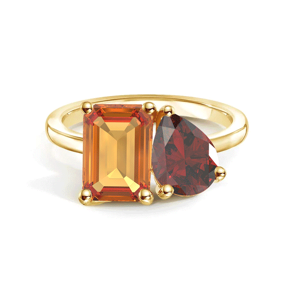 Toi et Moi Personalized Citrine Birthstone Anniversary Ring