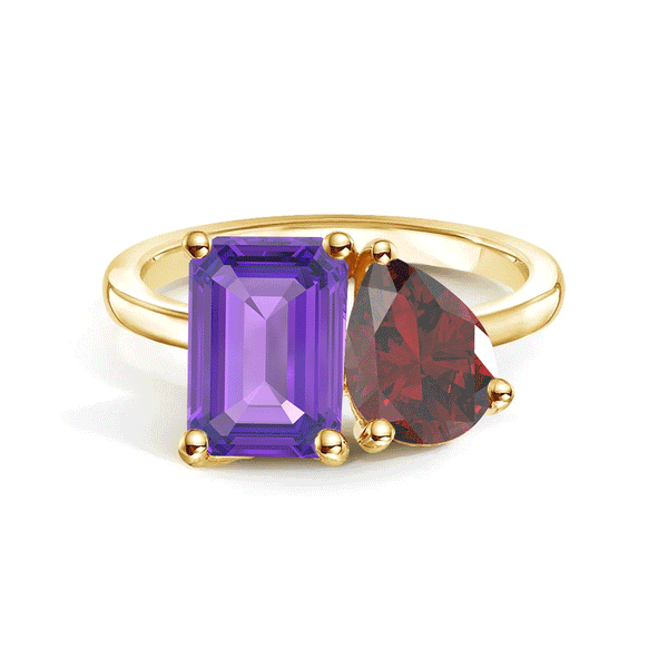 Toi et Moi Personalized Amethyst Birthstone Anniversary Ring