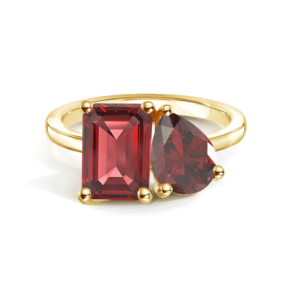 Toi et Moi Personalized Ruby Birthstone Anniversary Ring