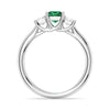 Lab Grown Emerald and Princess Cut Diamond Three Stone Ring
