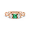 Lab Grown Emerald and Princess Cut Diamond Three Stone Ring