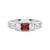 Lab Grown Ruby and Princess Cut Diamond Three Stone Ring