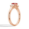 Lab Grown Ruby and Princess Cut Diamond Three Stone Ring