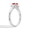 Lab Grown Ruby and Princess Cut Diamond Three Stone Ring