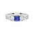 Lab Grown Sapphire and Princess Cut Diamond Three Stone Ring