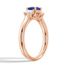 Lab Grown Sapphire and Princess Cut Diamond Three Stone Ring