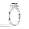 Lab Grown Sapphire and Princess Cut Diamond Three Stone Ring