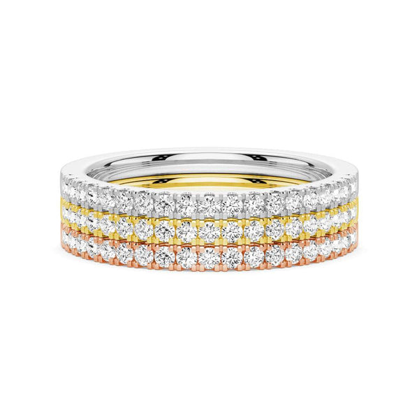 Lab Grown Diamond Tri color Set of Three Stackable Bands