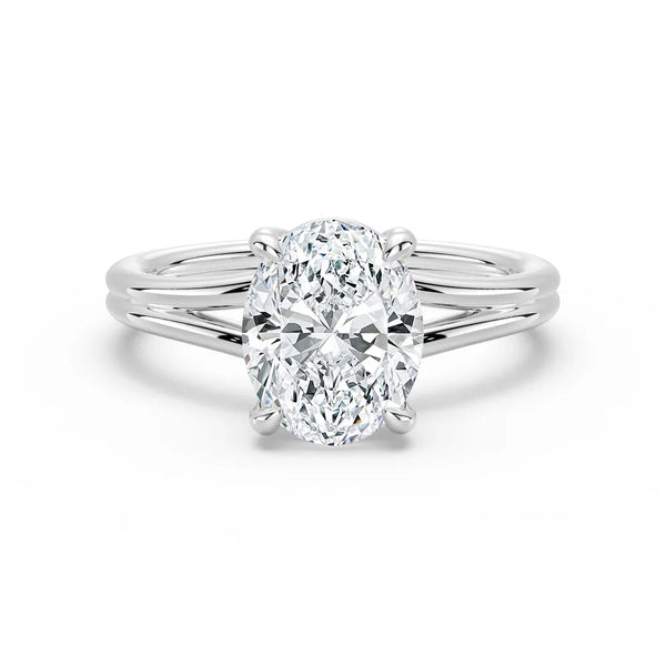Classic Oval Solitaire Engagement Ring with Split Shank