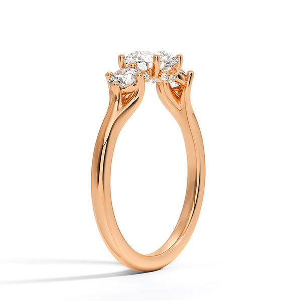 Floating Three Stone Lab Grown Diamond Engagement Ring