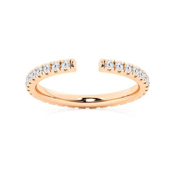 Round Lab Grown Diamond French Pavé Open Wedding Ring