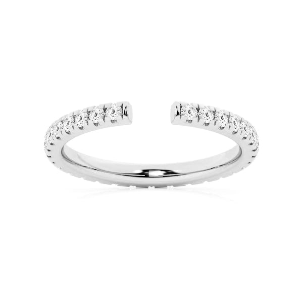 Round Lab Grown Diamond French Pavé Open Wedding Ring