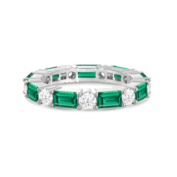 Timeless Created Emerald and Lab Grown Diamond Eternity Band