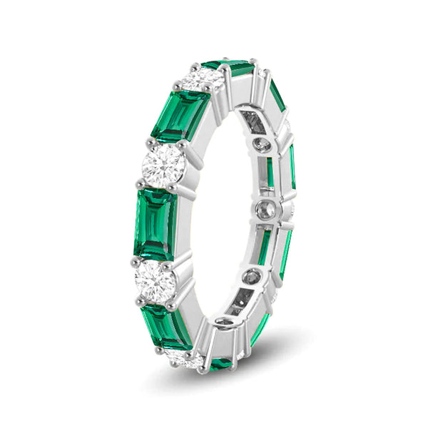 Timeless Created Emerald and Lab Grown Diamond Eternity Band