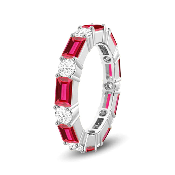 Timeless Created Ruby and Lab Grown Diamond Eternity Band