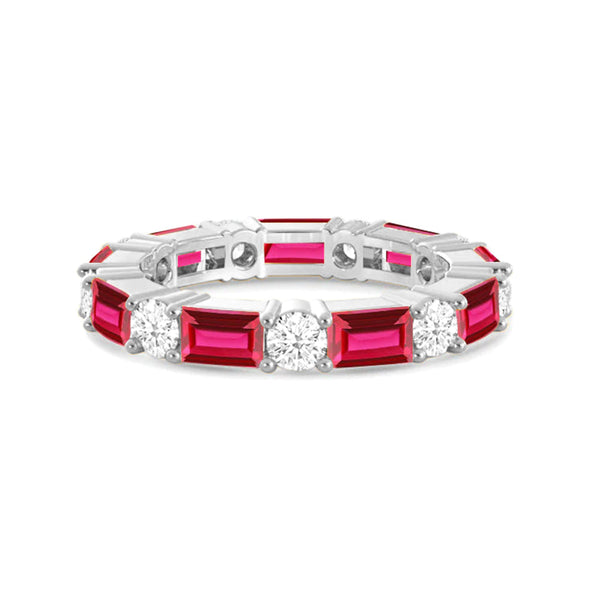 Timeless Created Ruby and Lab Grown Diamond Eternity Band
