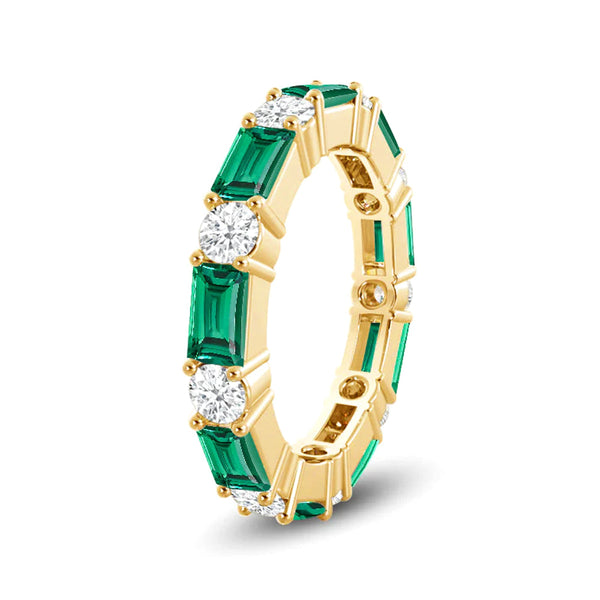 Timeless Created Emerald and Lab Grown Diamond Eternity Band