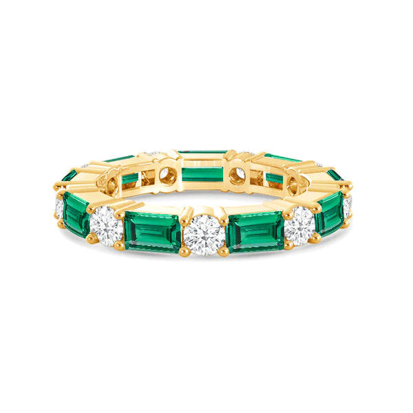 Timeless Created Emerald and Lab Grown Diamond Eternity Band