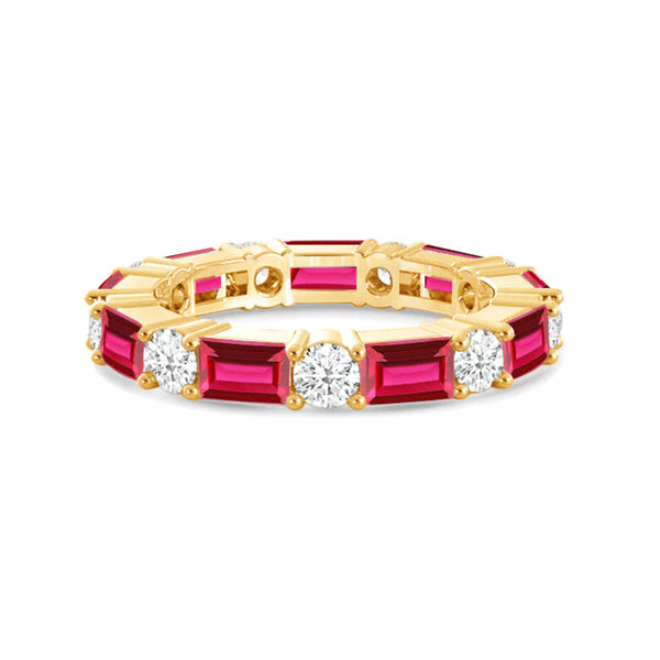 Timeless Created Ruby and Lab Grown Diamond Eternity Band