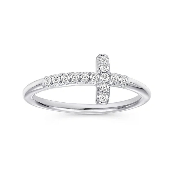 Modern Cross Lab Grown Diamond Accent Ring