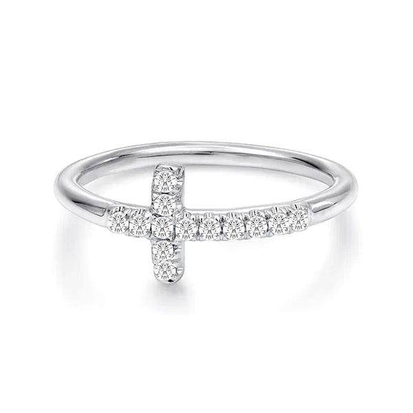 Modern Cross Lab Grown Diamond Accent Ring