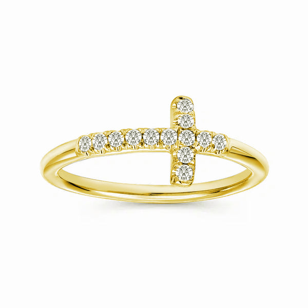 Modern Cross Lab Grown Diamond Accent Ring