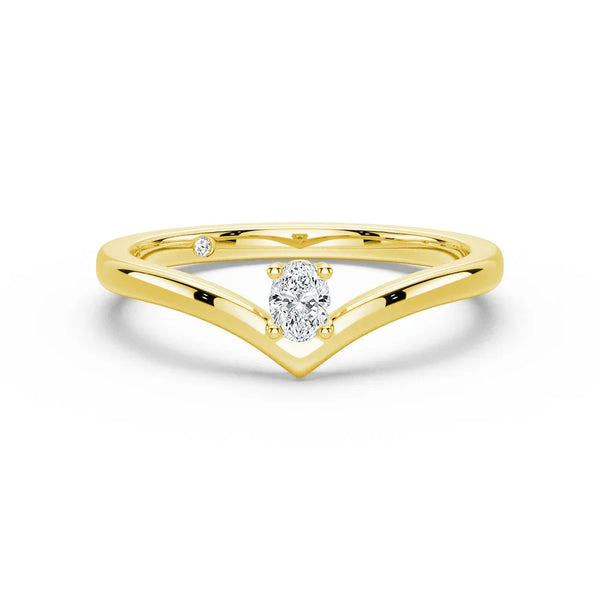 V Shaped Oval Lab Grown Diamond Solitaire Ring